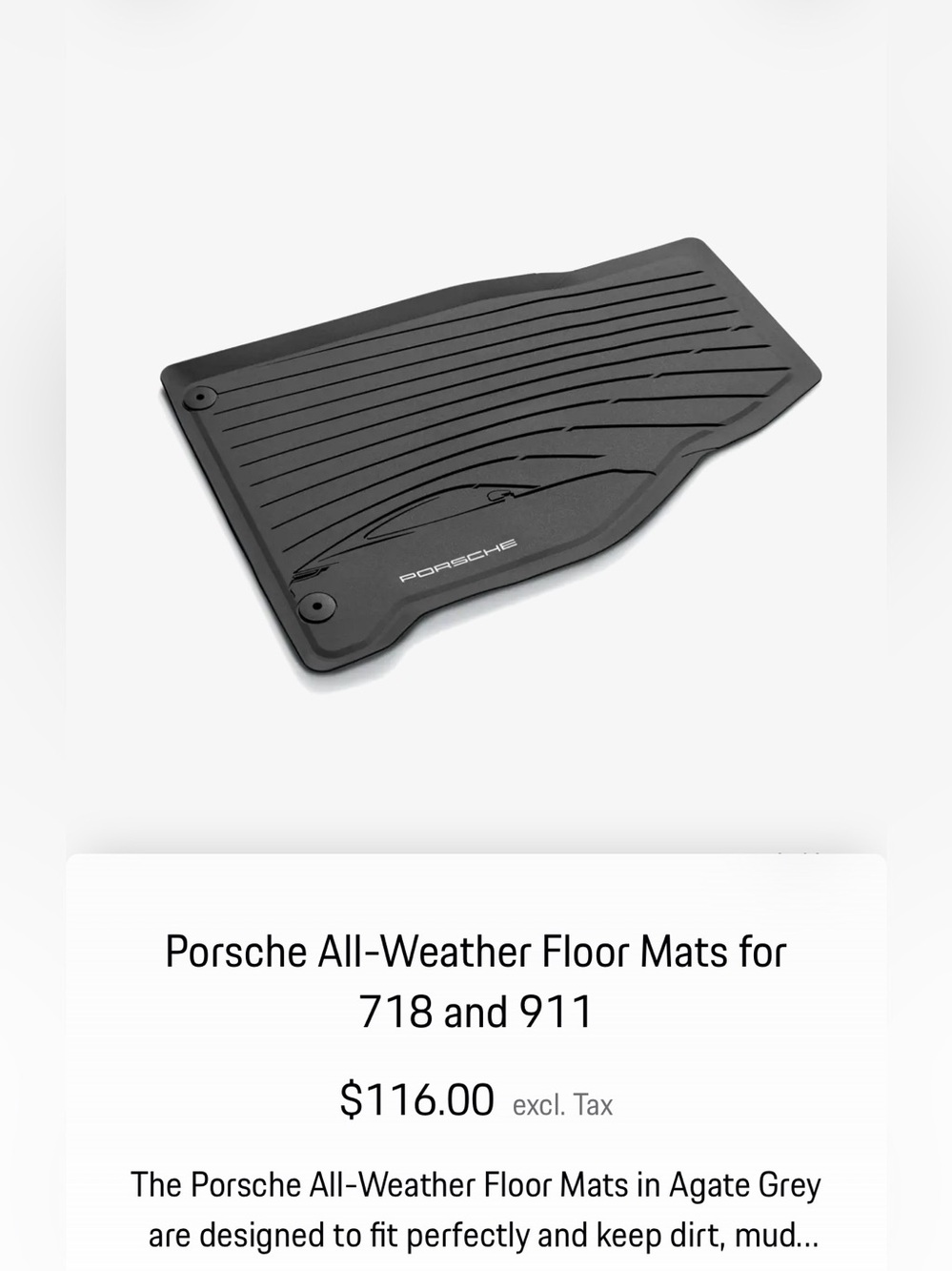 OEM Porsche 🏎️All-Weather Front Floor Mats – Genuine Rubber Liners - Picture 2 of 12